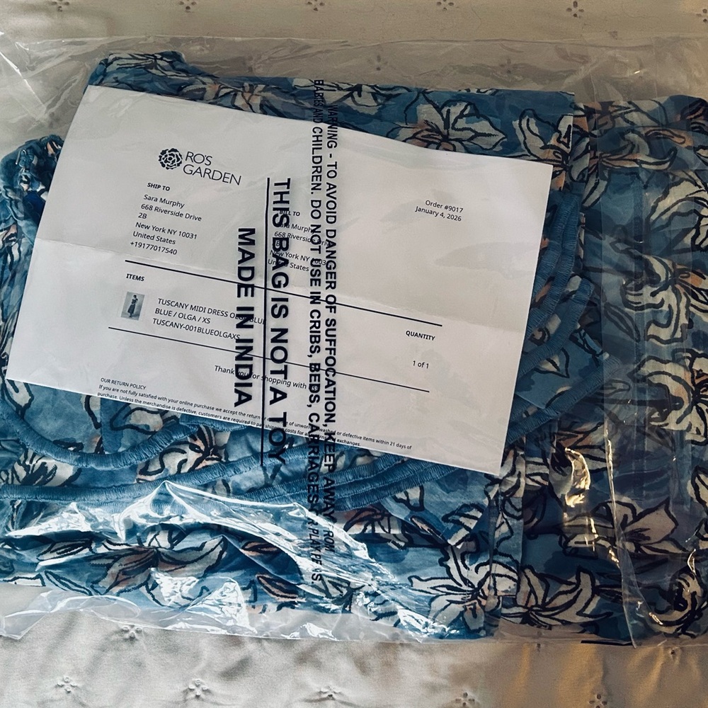 Tuckernuck Ro’s Garden Tuscany Midi Dress Olga Blue XS NWT! - Picture 14 of 14